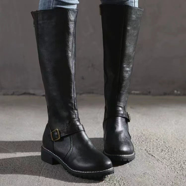 Damen Stiefel mit Blockabsatz und seitlichem Reißverschluss - 4 - Annoboutique