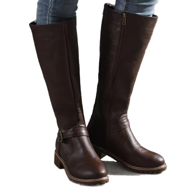 Damen Stiefel mit Blockabsatz und seitlichem Reißverschluss - 5 - Annoboutique