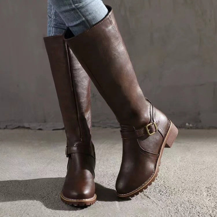 Damen Stiefel mit Blockabsatz und seitlichem Reißverschluss - 8 - Annoboutique