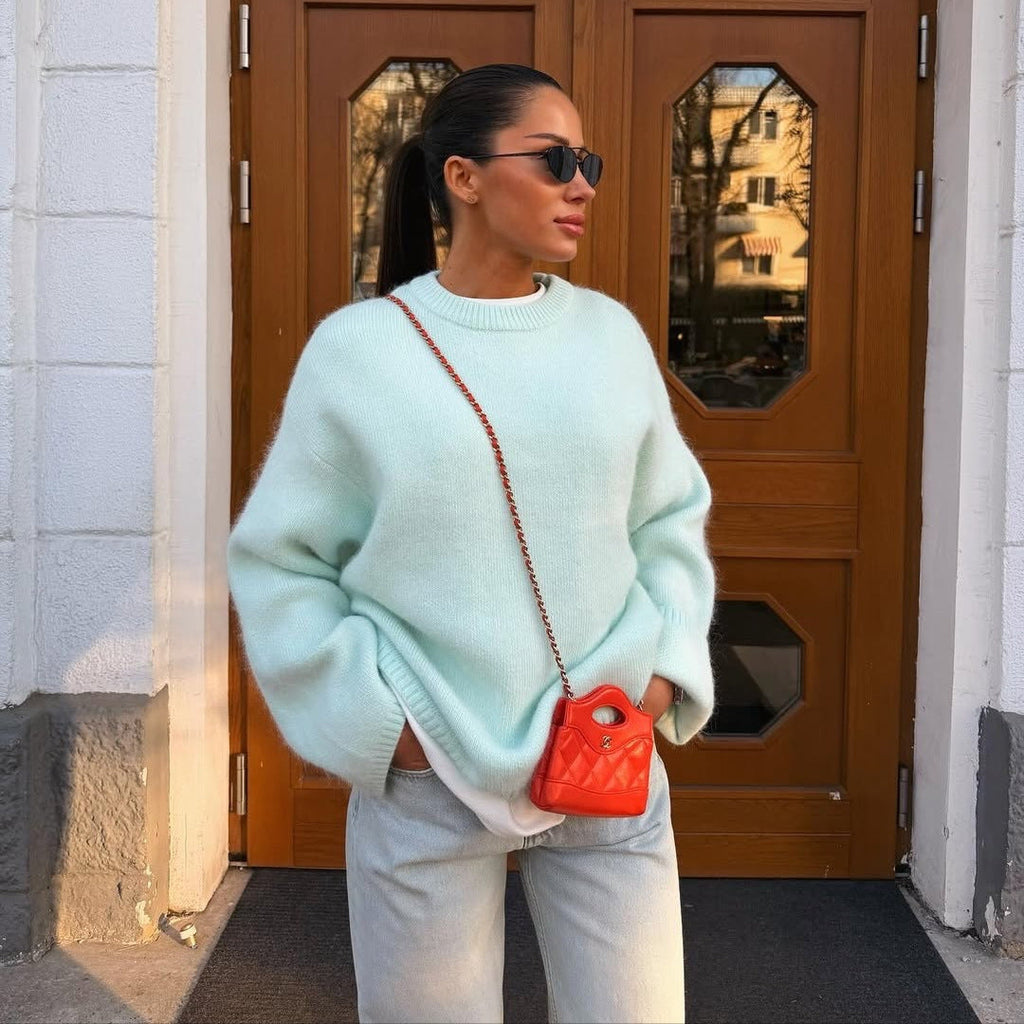 Pullover Damen mit Rundhalsausschnitt und weitem Schnitt - 7 - Annoboutique