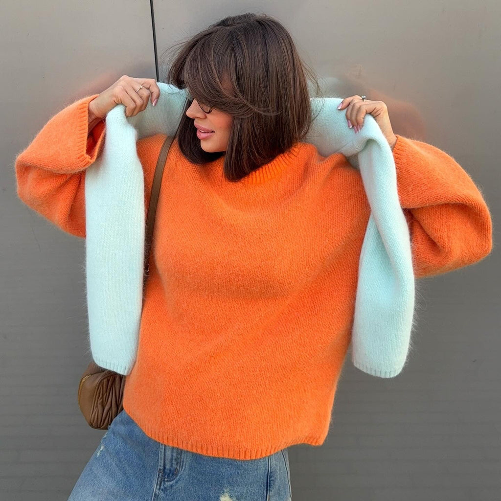 Pullover Damen mit Rundhalsausschnitt und weitem Schnitt - 8 - Annoboutique