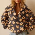 Damen Hoodie mit floralem Design und hohem Kragen - 6 - Annoboutique