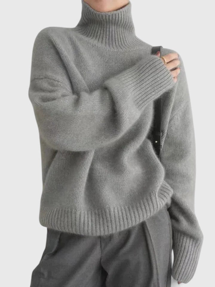 Damen Pullover mit Stehkragen und lässiger Passform - 1 - Annoboutique