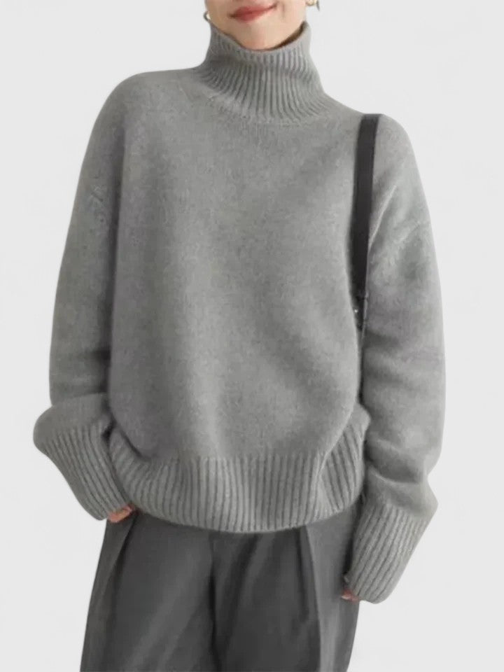 Damen Pullover mit Stehkragen und lässiger Passform - 3 - Annoboutique