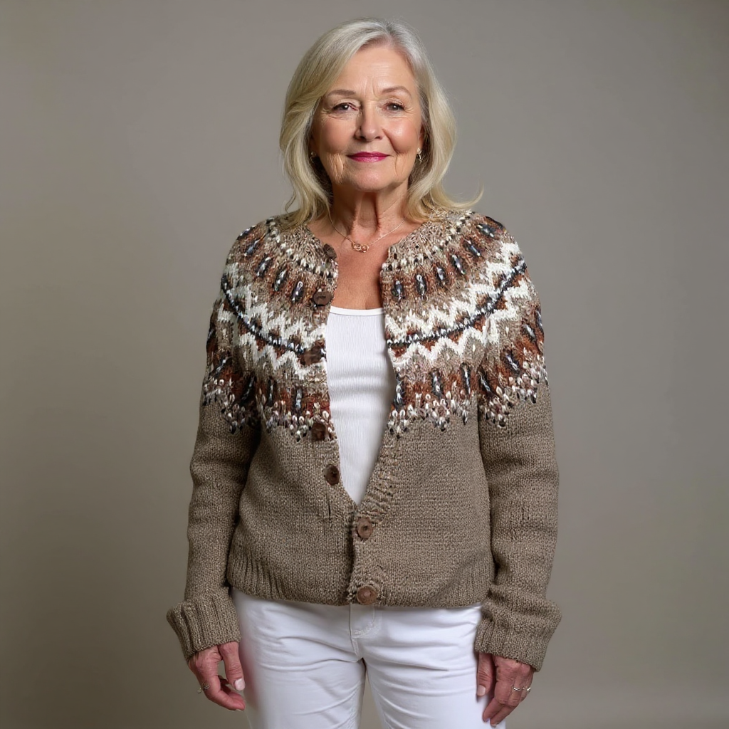 Damen Cardigan mit auffälligem Muster und Knopfdetails - 2 - Annoboutique