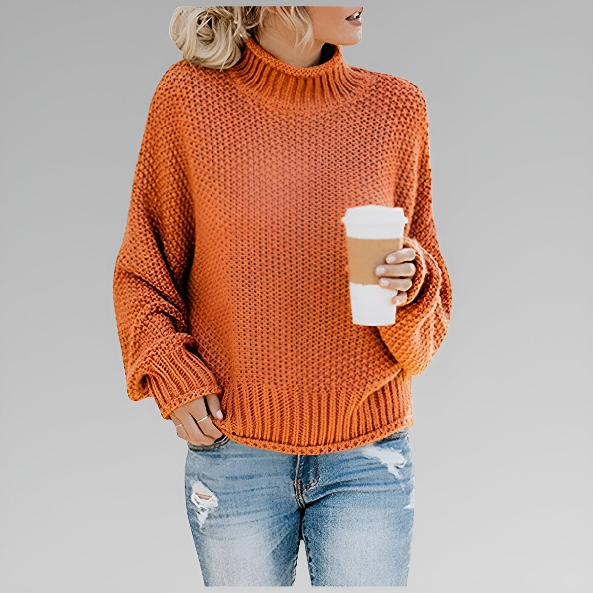 Pullover Damen mit modernem Stehkragen und lockerer Passform - 1 - Annoboutique