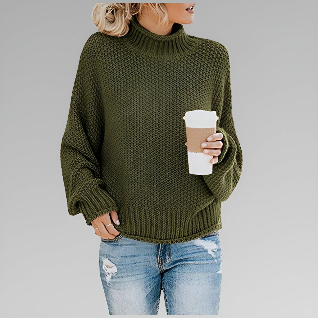 Pullover Damen mit modernem Stehkragen und lockerer Passform - 2 - Annoboutique