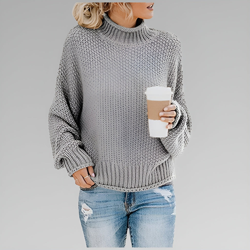 Pullover Damen mit modernem Stehkragen und lockerer Passform - 3 - Annoboutique