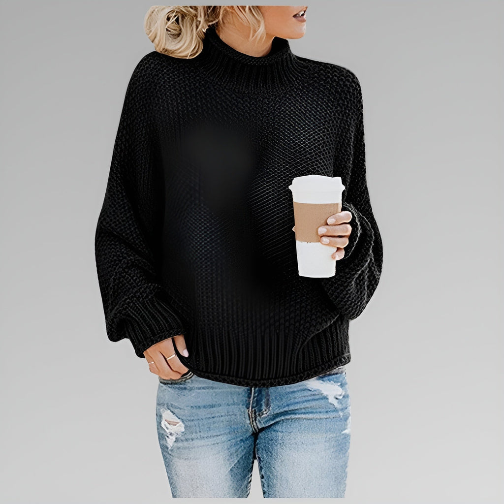 Pullover Damen mit modernem Stehkragen und lockerer Passform - 4 - Annoboutique