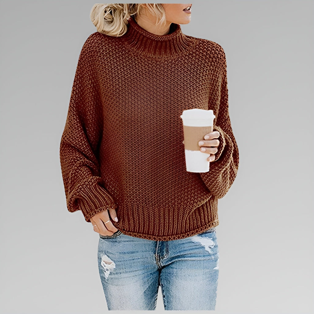 Pullover Damen mit modernem Stehkragen und lockerer Passform - 5 - Annoboutique
