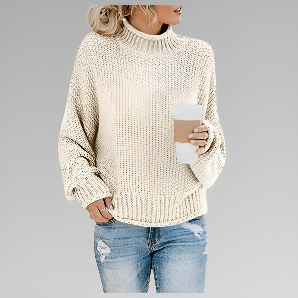 Pullover Damen mit modernem Stehkragen und lockerer Passform - 6 - Annoboutique