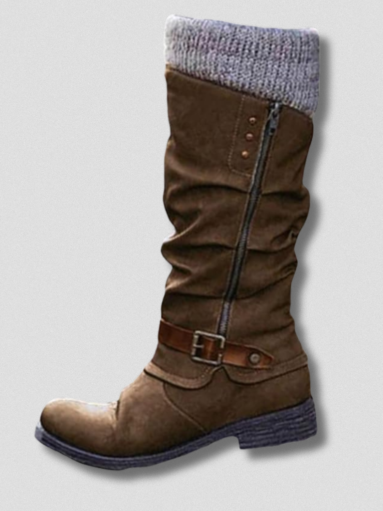 Stiefeletten Damen mit Strickbund und praktischer Schnalle - 4 - Annoboutique