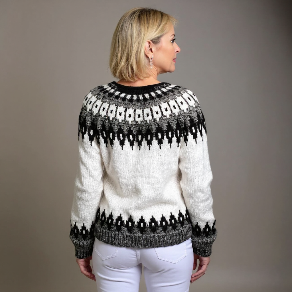 Damen Cardigan mit auffälligem Muster und Knöpfen - 3 - Annoboutique