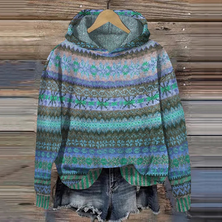 Hoodie Damen mit buntem Muster und Kapuze - 1 - Annoboutique