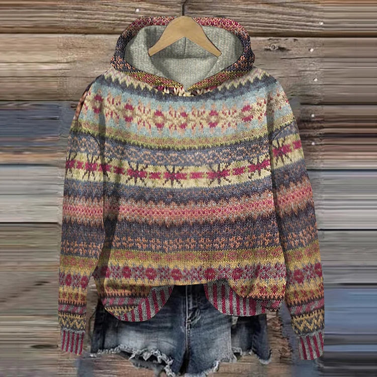 Hoodie Damen mit buntem Muster und Kapuze - 3 - Annoboutique