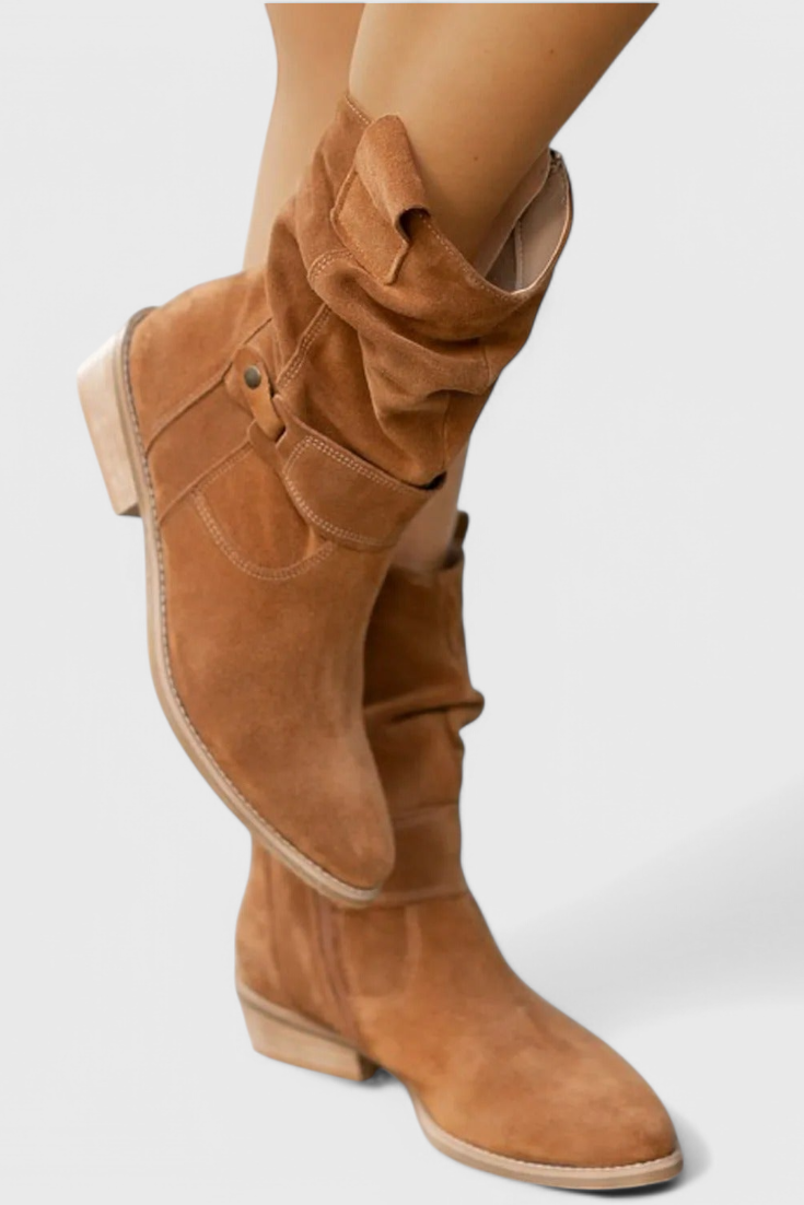 Damen Stiefeletten mit Raffung und modischem Riemen - 2 - Annoboutique