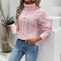 Damen Pullover mit Rollkragen und Zopfstrickdesign - 1 - Annoboutique