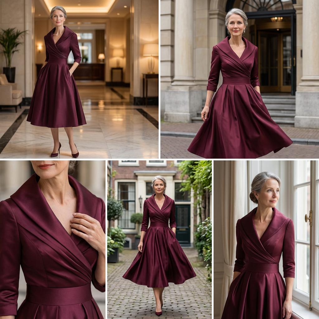 Abendkleid Damen mit Wickelschnitt und V-Ausschnitt - 1 - Annoboutique