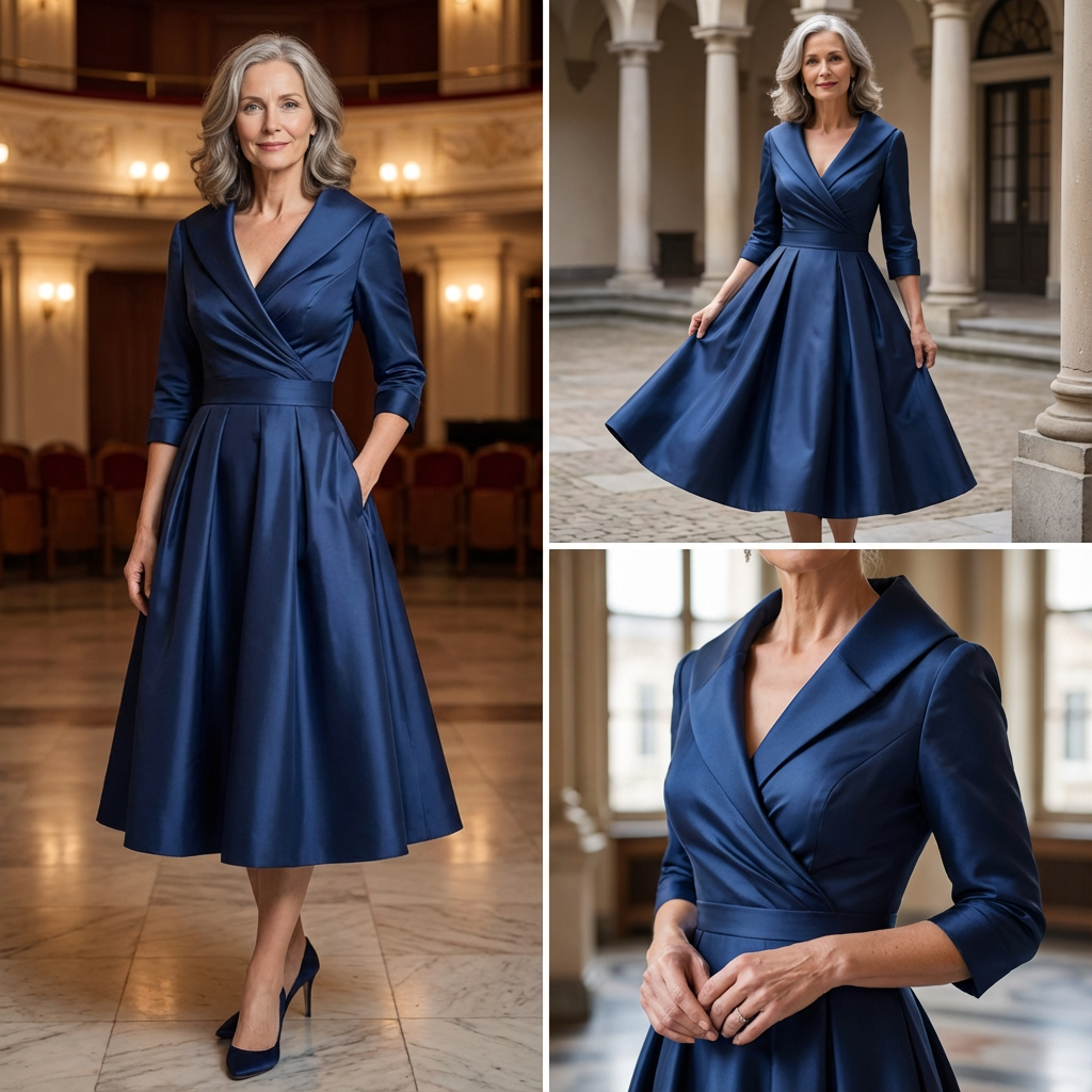 Abendkleid Damen mit Wickelschnitt und V-Ausschnitt - 2 - Annoboutique