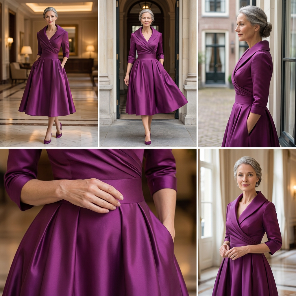 Abendkleid Damen mit Wickelschnitt und V-Ausschnitt - 3 - Annoboutique