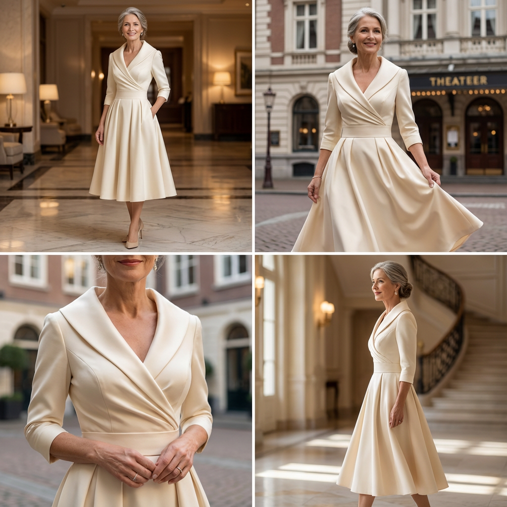 Abendkleid Damen mit Wickelschnitt und V-Ausschnitt - 4 - Annoboutique