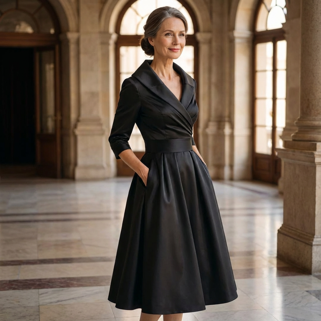 Abendkleid Damen mit Wickelschnitt und V-Ausschnitt - 5 - Annoboutique