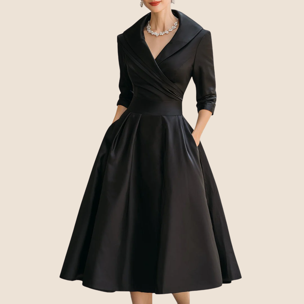 Abendkleid Damen mit Wickelschnitt und V-Ausschnitt - 8 - Annoboutique
