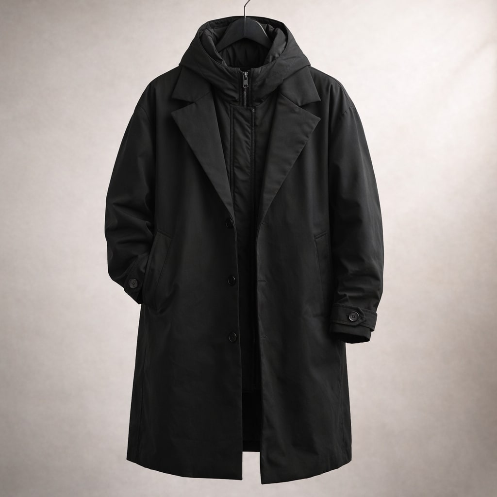 Wickelmantel Damen mit Kapuze im modernen Layering-Stil - 2 - Annoboutique