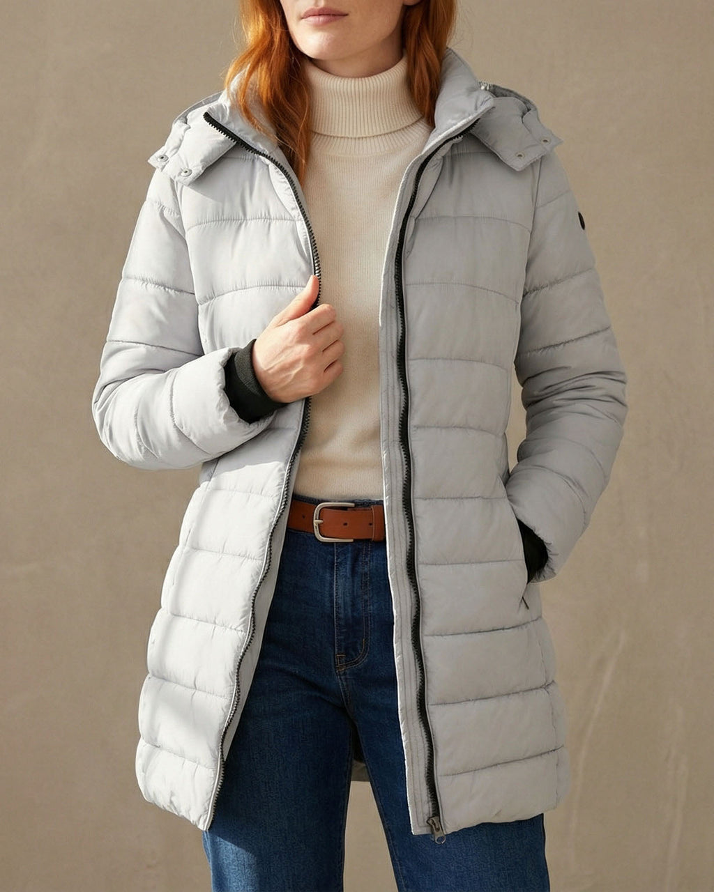 Damen Jacke mit Kapuze und figurbetontem Schnitt - 9 - Annoboutique
