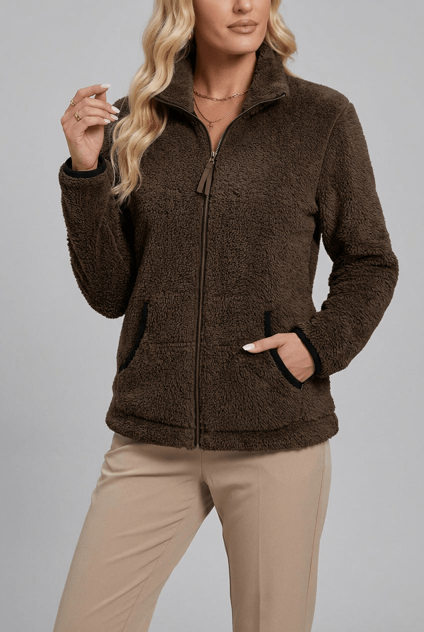 Damen Fleecejacke mit Stehkragen und praktischen Taschen - 4 - Annoboutique