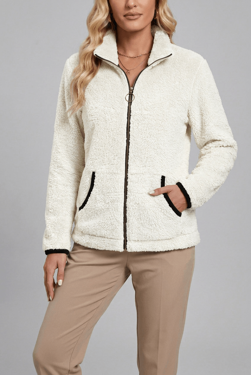 Damen Fleecejacke mit Stehkragen und praktischen Taschen - 5 - Annoboutique