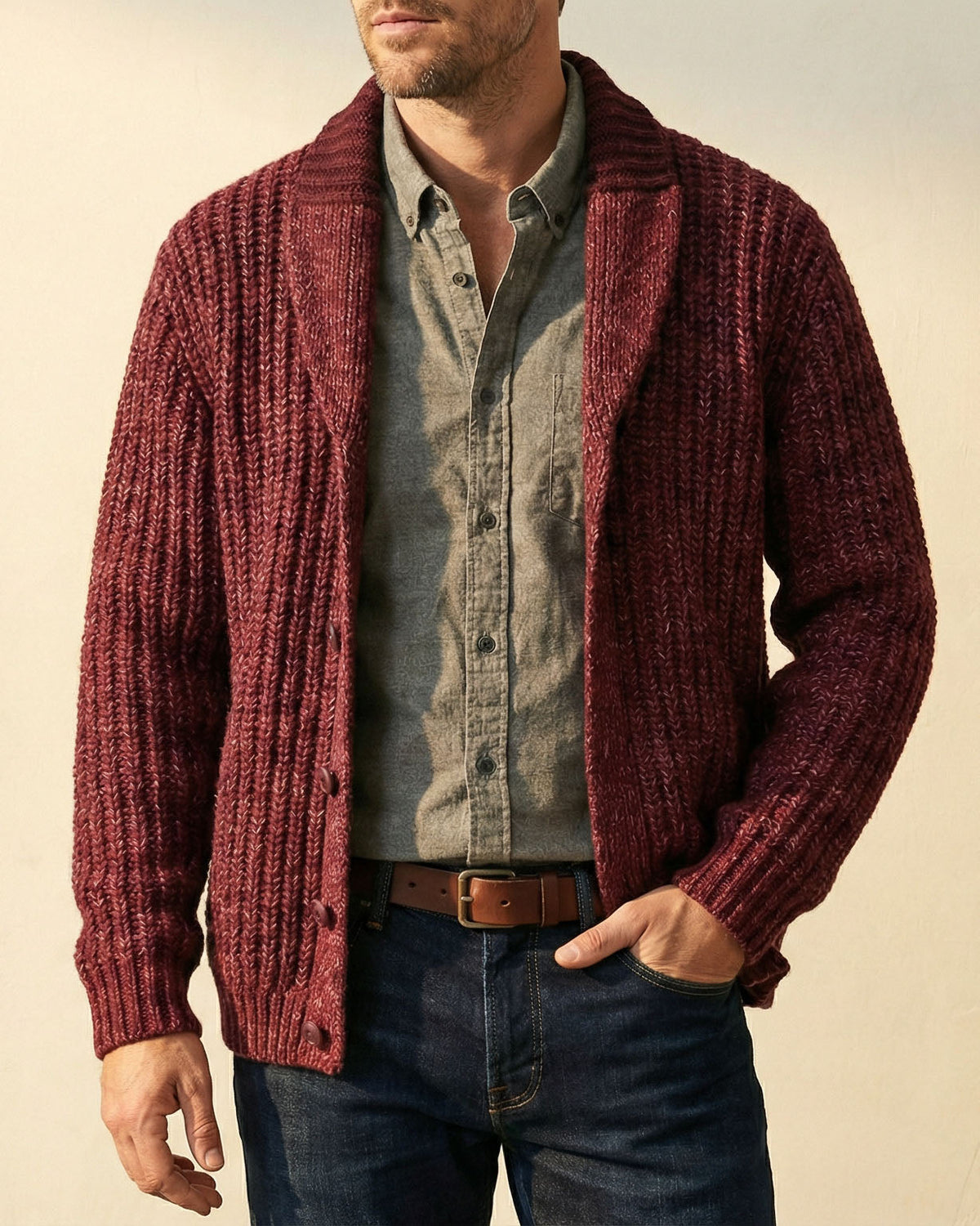 Damen Cardigan mit Schalkragen und lockerer Passform - 4 - Annoboutique