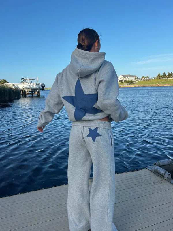 Damen Sweat-Outfit mit Sternen-Muster und lässigem Schnitt - 1 - Annoboutique