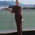 Elegantes Abendkleid Damen tailliert mit asymmetrischem Schnitt und Wickeloptik - 1 - Annoboutique