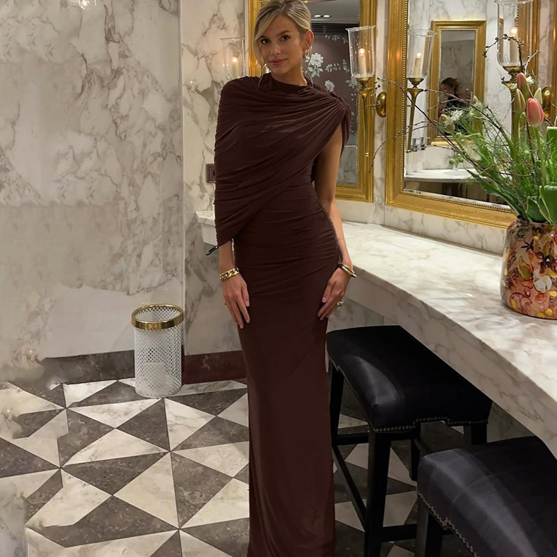 Elegantes Abendkleid Damen tailliert mit asymmetrischem Schnitt und Wickeloptik - 5 - Annoboutique