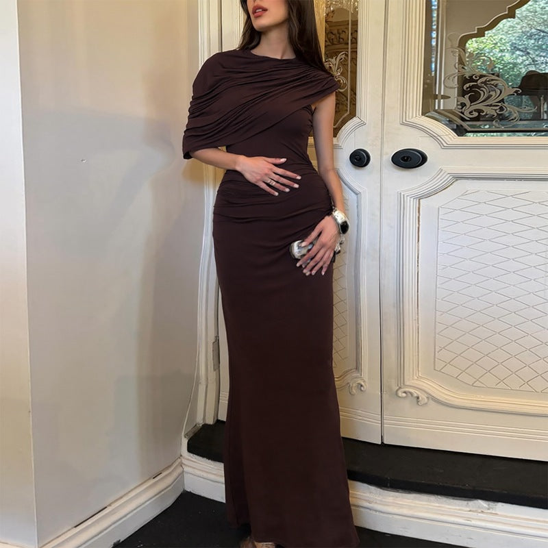 Elegantes Abendkleid Damen tailliert mit asymmetrischem Schnitt und Wickeloptik - 6 - Annoboutique