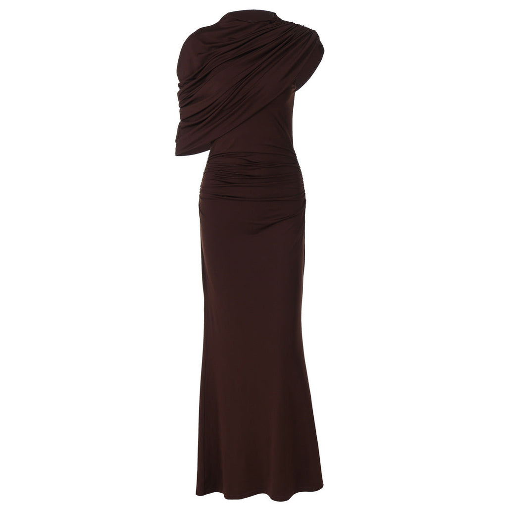 Elegantes Abendkleid Damen tailliert mit asymmetrischem Schnitt und Wickeloptik - 7 - Annoboutique