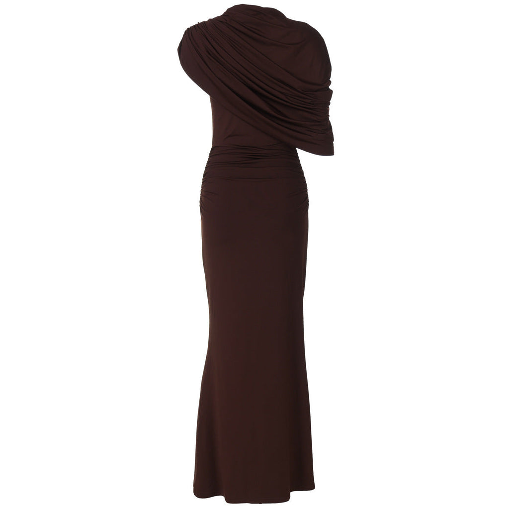 Elegantes Abendkleid Damen tailliert mit asymmetrischem Schnitt und Wickeloptik - 8 - Annoboutique