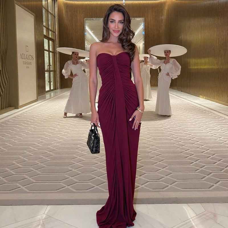 Abendkleid Damen mit Herz-Ausschnitt und Raffungen - 9 - Annoboutique