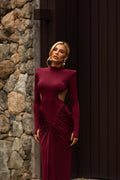 Abendkleid Damen mit hohem Kragen und Cut-Outs - 1 - Annoboutique