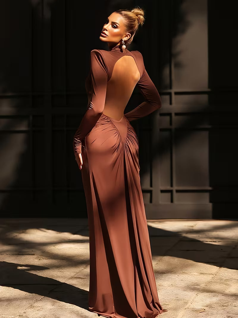 Abendkleid Damen mit hohem Kragen und Cut-Outs - 6 - Annoboutique