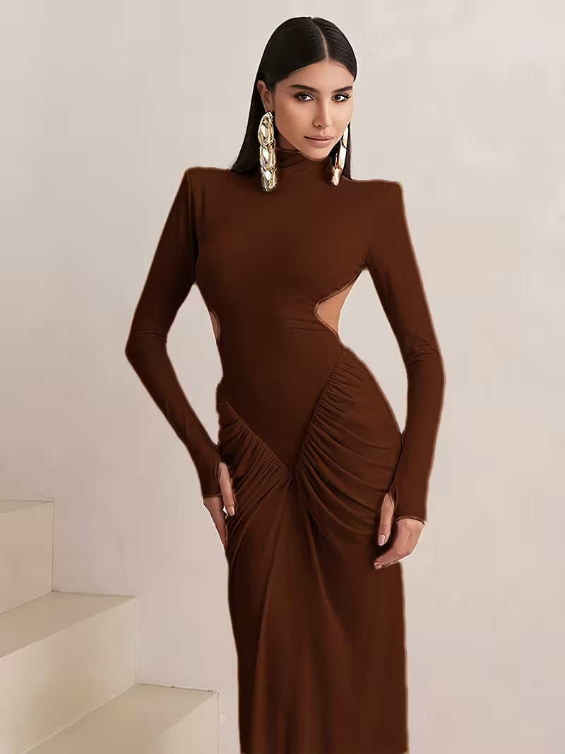 Abendkleid Damen mit hohem Kragen und Cut-Outs - 8 - Annoboutique