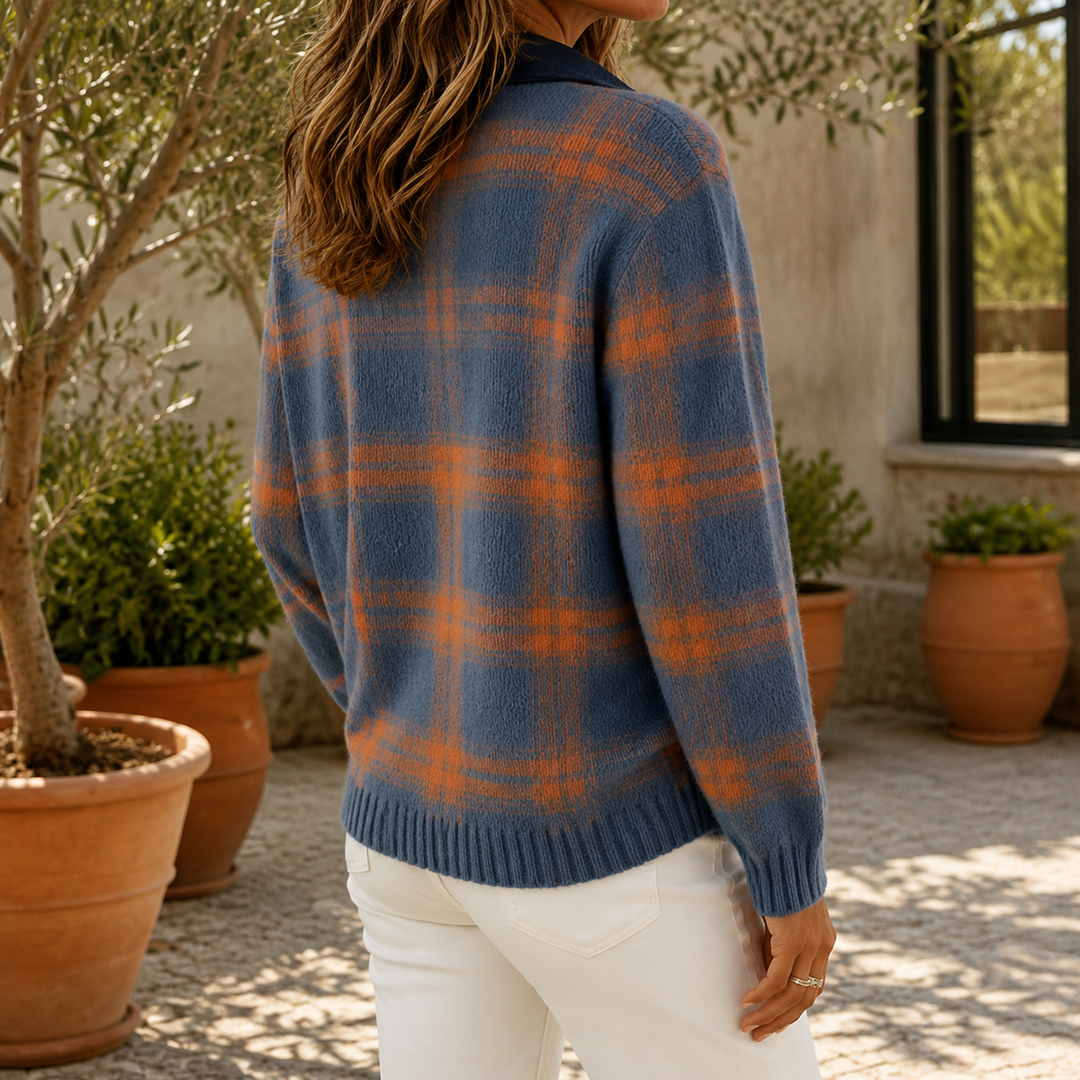 Karo Bluse Damen mit klassischem Kragen und bequemer Passform - 2 - Annoboutique