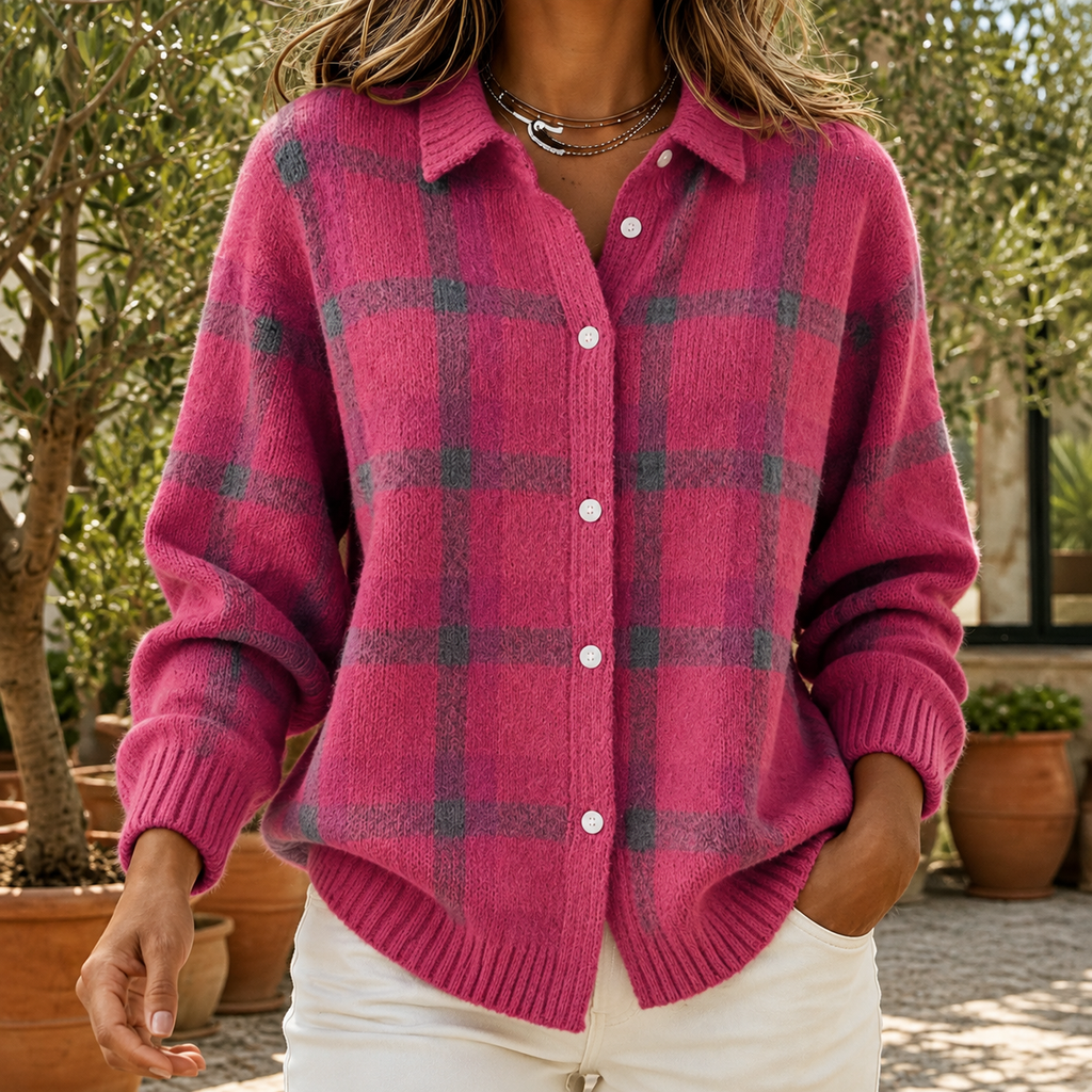 Karo Bluse Damen mit klassischem Kragen und bequemer Passform - 7 - Annoboutique