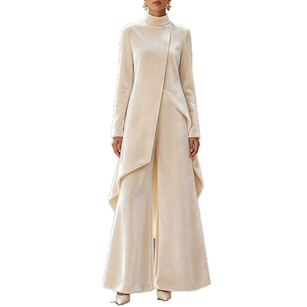 Elegantes Damen Outfit mit asymmetrischem Schnitt und Stehkragen - 2 - Annoboutique