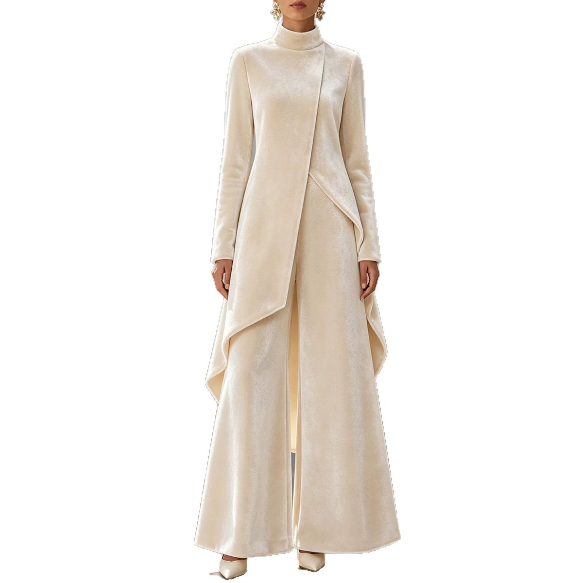 Elegantes Damen Outfit mit asymmetrischem Schnitt und Stehkragen - 2 - Annoboutique