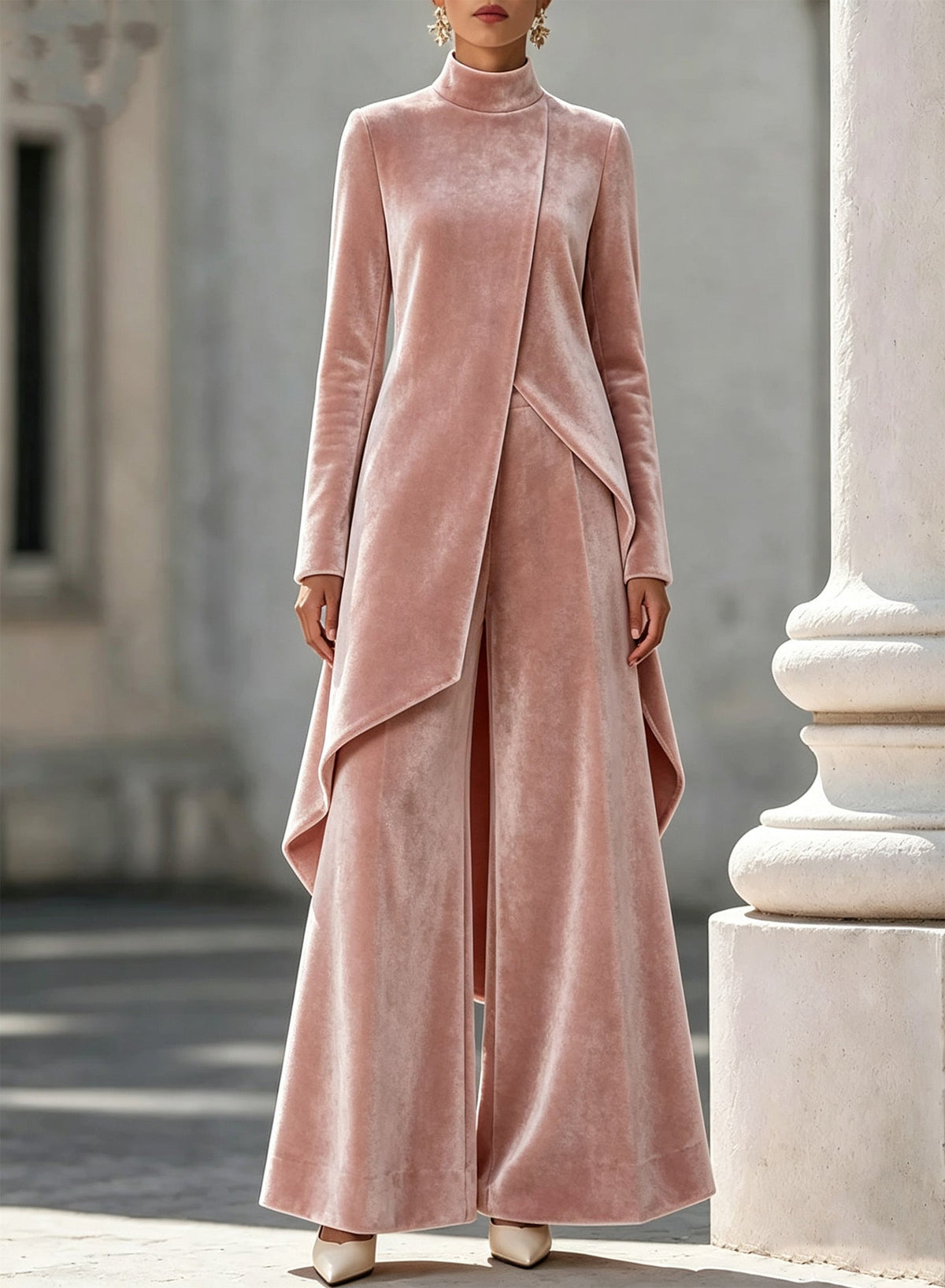 Elegantes Damen Outfit mit asymmetrischem Schnitt und Stehkragen - 3 - Annoboutique
