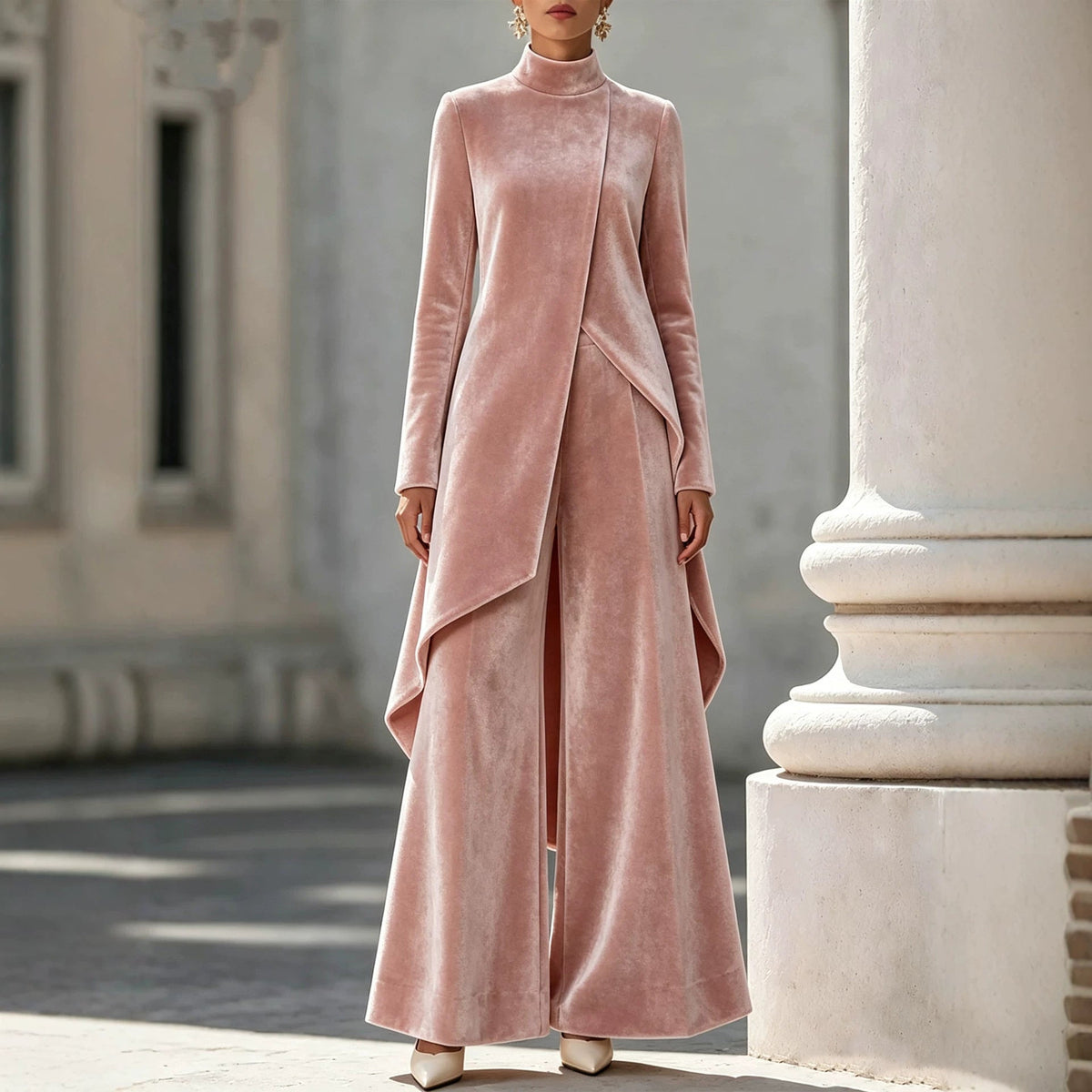 Elegantes Damen Outfit mit asymmetrischem Schnitt und Stehkragen - 9 - Annoboutique