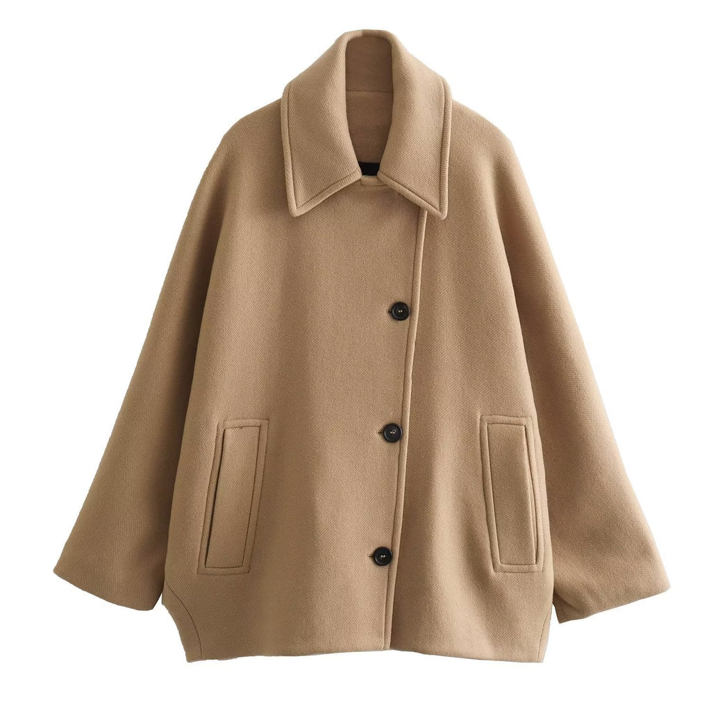 Oversized Mantel Damen mit Batwing-Ärmeln und klassischen Knöpfen - 3 - Annoboutique