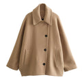 Oversized Mantel Damen mit Batwing-Ärmeln und klassischen Knöpfen - 3 - Annoboutique